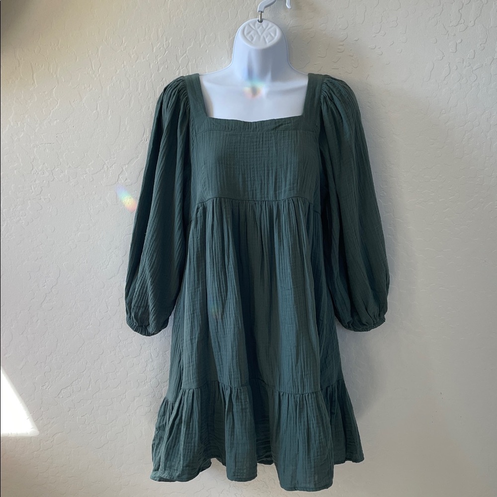 Gorgeous puffed sleeve dress with tie back